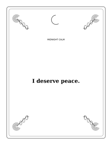 Midnight Calm affirmation page preview